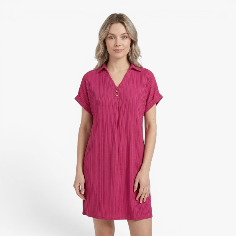 Sollia | Women's Ribbed V Neck Dress Relaxed Fit