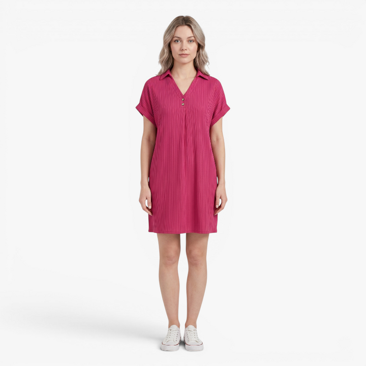 Sollia | Women's Ribbed V Neck Dress Relaxed Fit