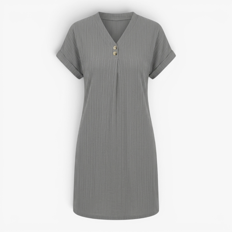 Sollia | Women's Ribbed V Neck Dress Relaxed Fit
