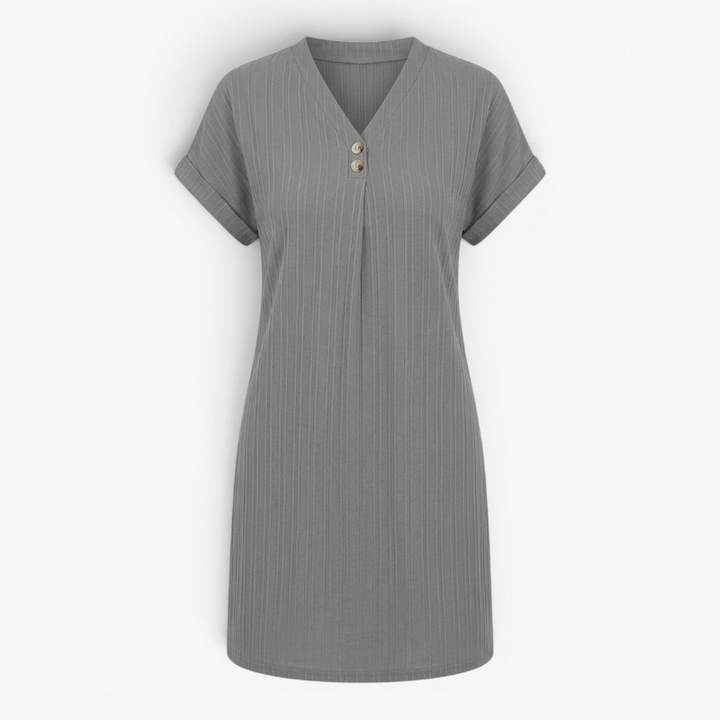 Sollia | Women's Ribbed V Neck Dress Relaxed Fit