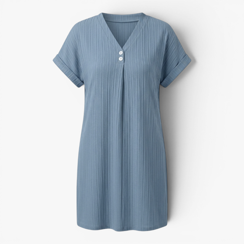 Sollia | Women's Ribbed V Neck Dress Relaxed Fit