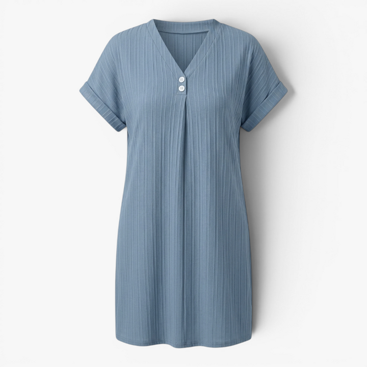 Sollia | Women's Ribbed V Neck Dress Relaxed Fit