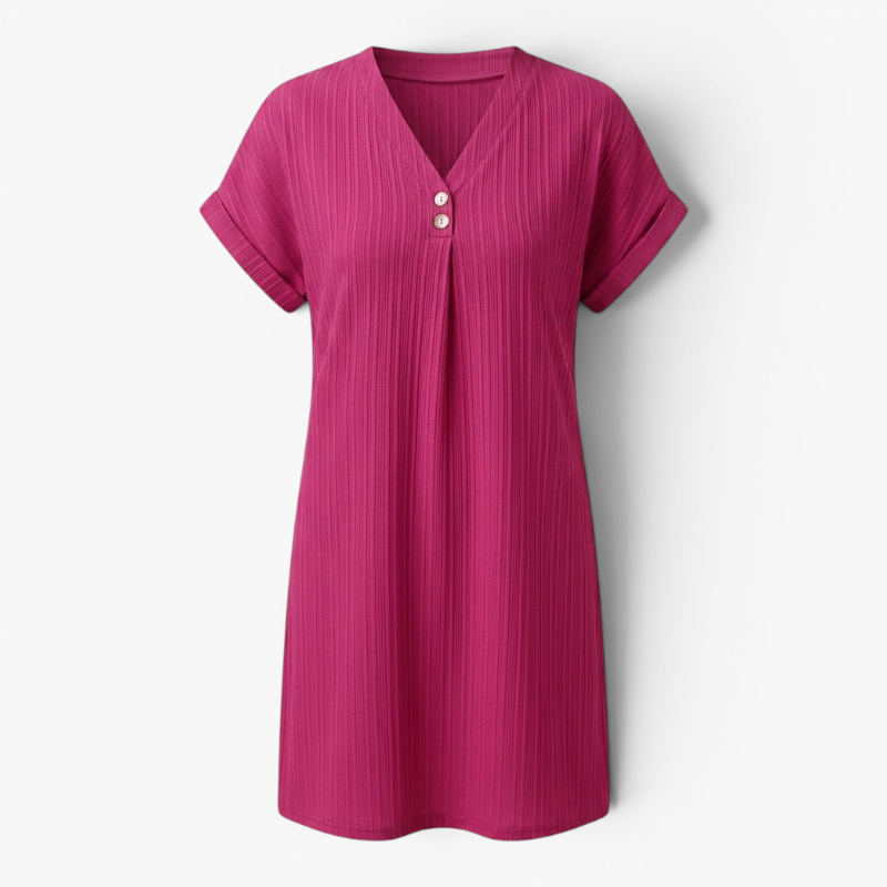 Sollia | Women's Ribbed V Neck Dress Relaxed Fit