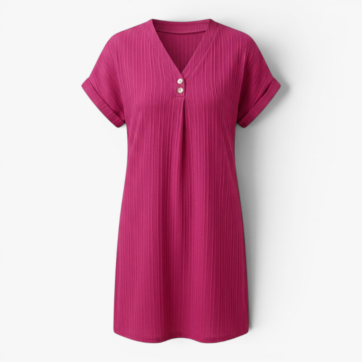 Sollia | Women's Ribbed V Neck Dress Relaxed Fit