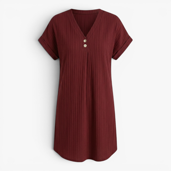 Sollia | Women's Ribbed V Neck Dress Relaxed Fit