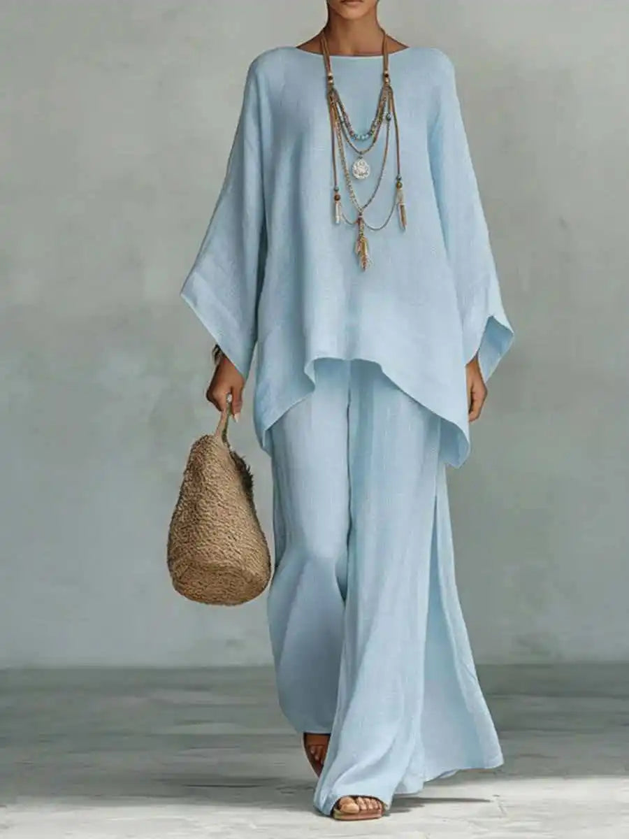 Talia | Cotton Linen Wide-Leg Two-Piece Set