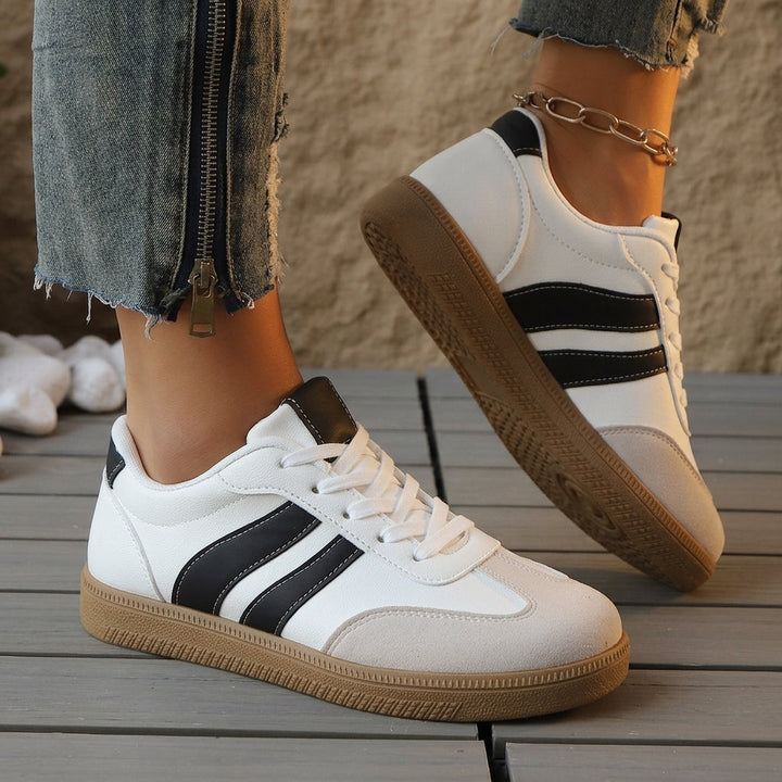 Theodora | Women's Comfortable Casual Varenzo Orthopedic Trainers Sneakers — Black & White