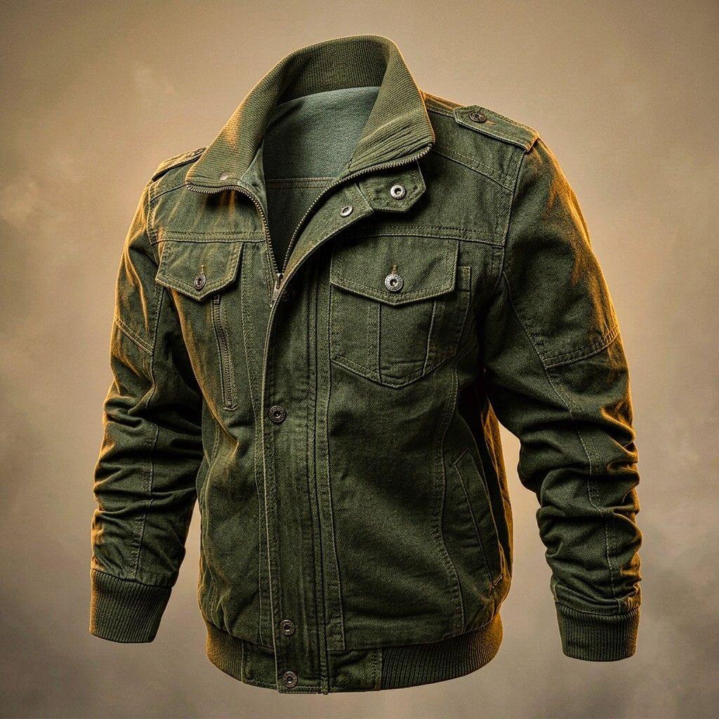 Theodore | Men's Lightweight Casual Aaron Organic Denim Jacket — Army Green