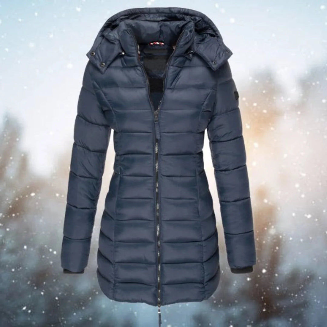 Tindrariel | Women's Long Hooded puff Quilted Jacket Zip-Up Coat — 1