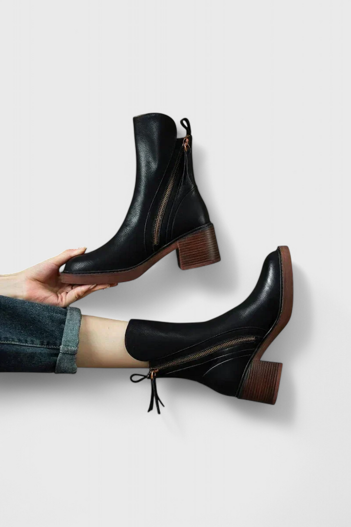 Tindrasia | Women's Sharp Ankle Boots with Streamlined Silhouette — Black