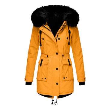 Tovastine | Women's Casual Stretch Faux Fur Hood Parka Coat — 1