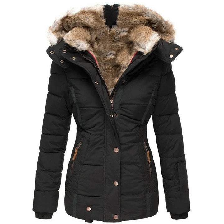 Unaeen | Women's Water Resistant Fur Hood Parka – Fleece Lined Jacket — Black