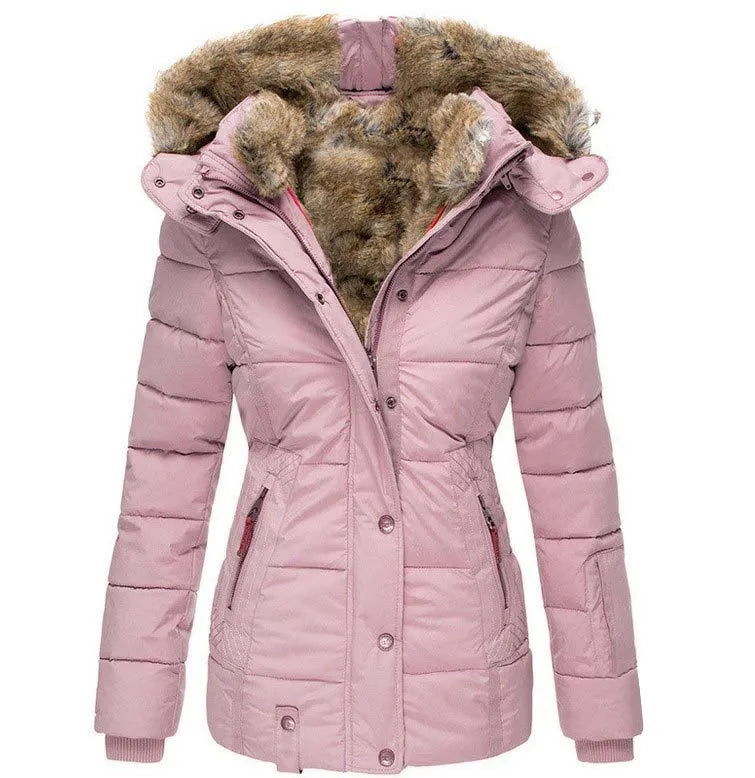 Unaeen | Women's Water Resistant Fur Hood Parka – Fleece Lined Jacket — Pink