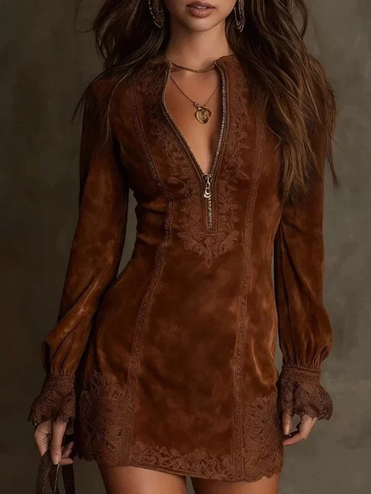 Velara | Lace Long Sleeve Wedding Guest Dress