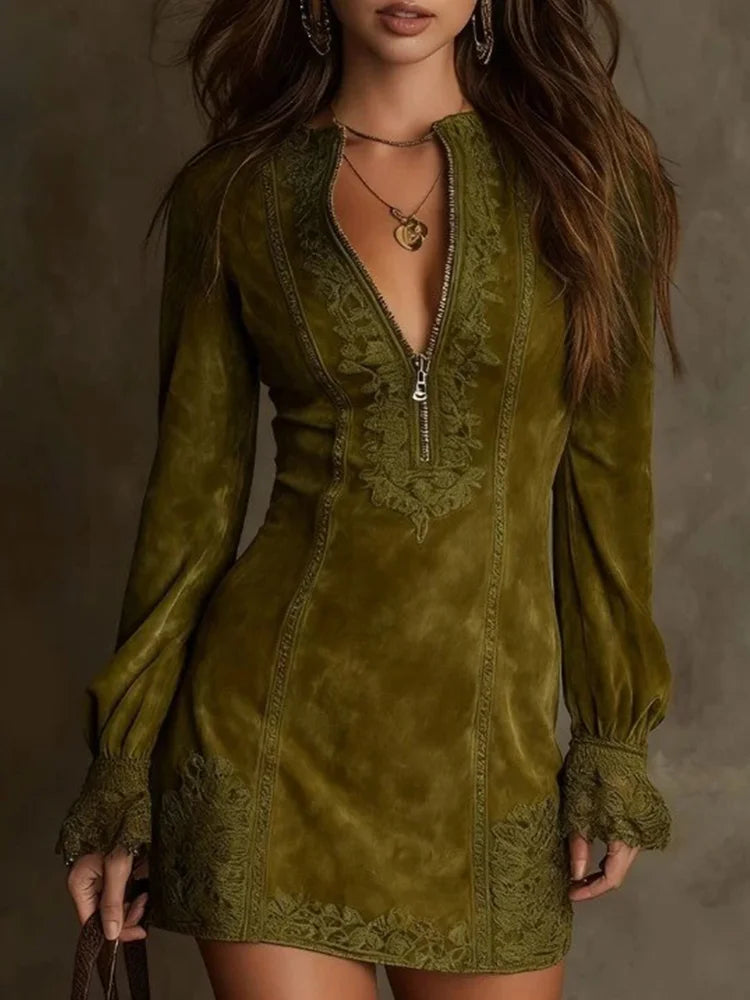 Velara | Lace Long Sleeve Wedding Guest Dress