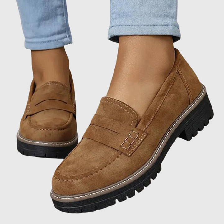 Velella | Women's Orthopedic Comfort Slip-On Timeless Suede Loafers — Brown
