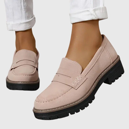 Velella | Women's Orthopedic Comfort Slip-On Timeless Suede Loafers — Pink
