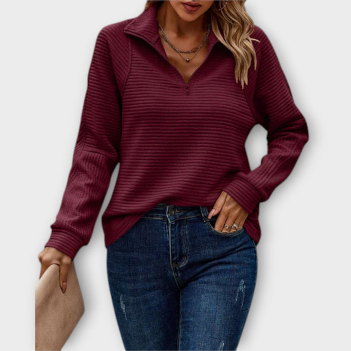 Veralia | Women's Knit Cozy Comfortable Sweater — Red