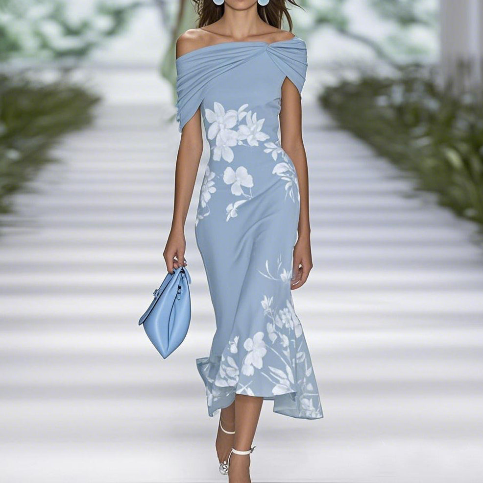 Verenaella | Off-Shoulder Floral Wedding Guest Dress
