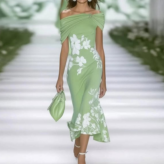Verenaella | Off-Shoulder Floral Wedding Guest Dress