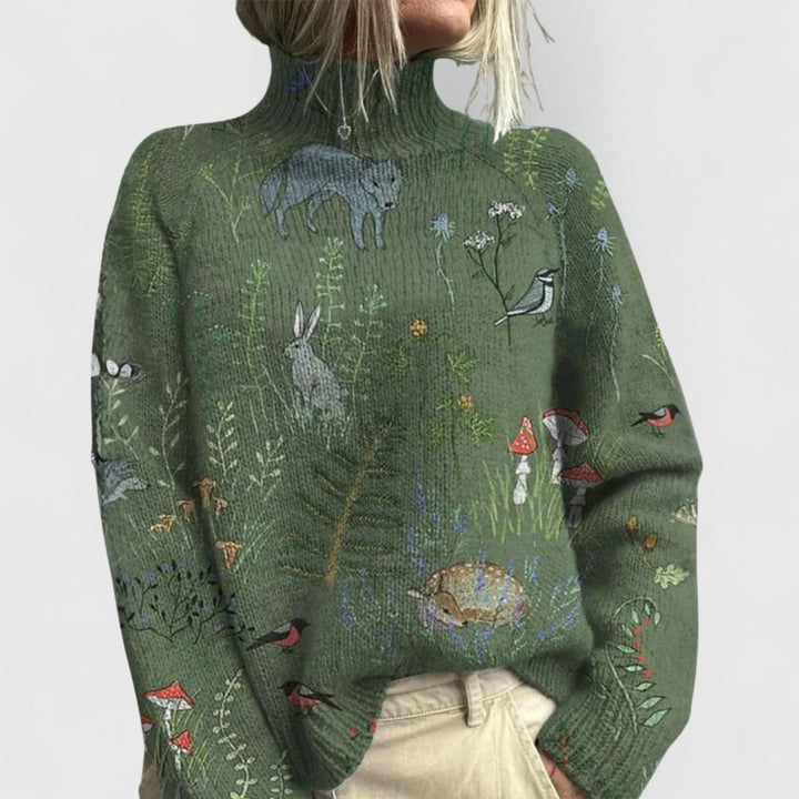 Vesperlora | Women's Knit Cozy Warm and Elegant Turtleneck Sweater — Green
