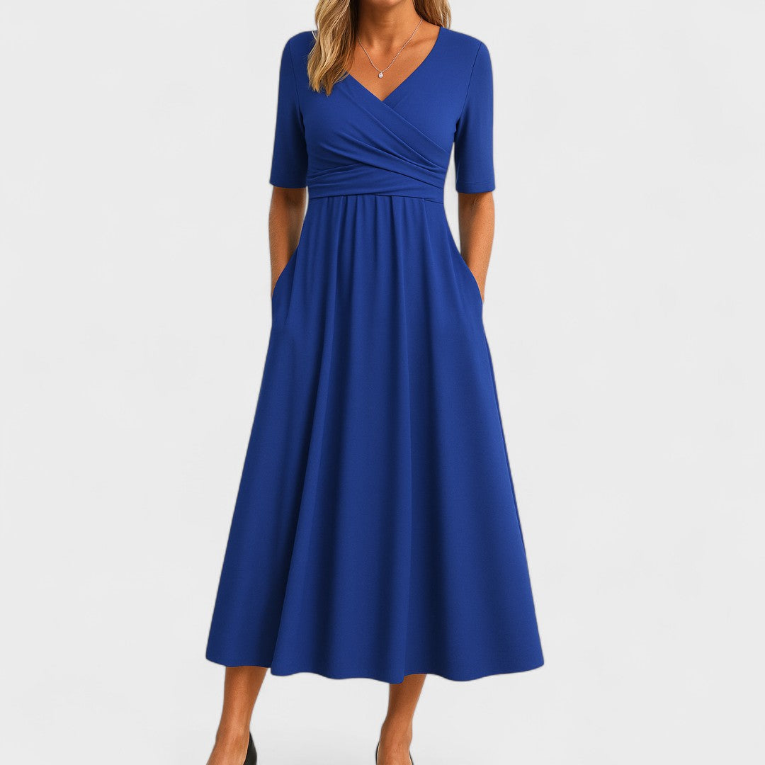 Wanda | Wrap A-Line Wedding Guest Midi Dress