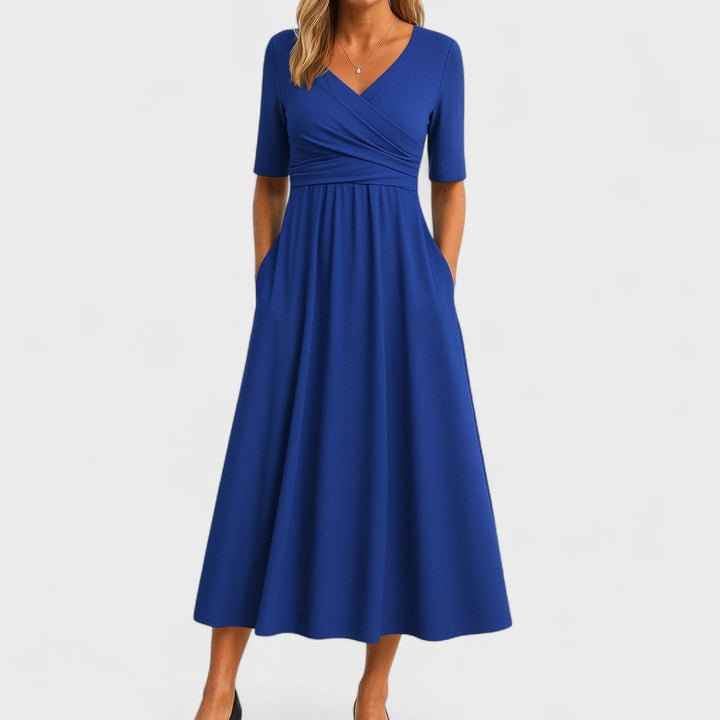 Wanda | Women's Wedding Guest Elegant Midi dress A-Linie Wickelausschnitt short-sleeve Dresses — 3