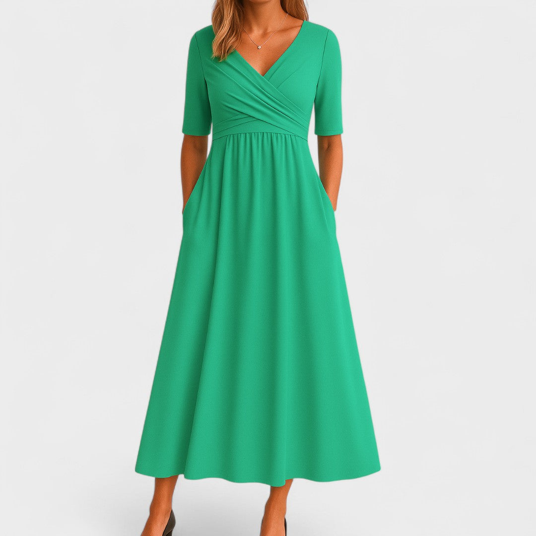 Wanda | Wrap A-Line Wedding Guest Midi Dress