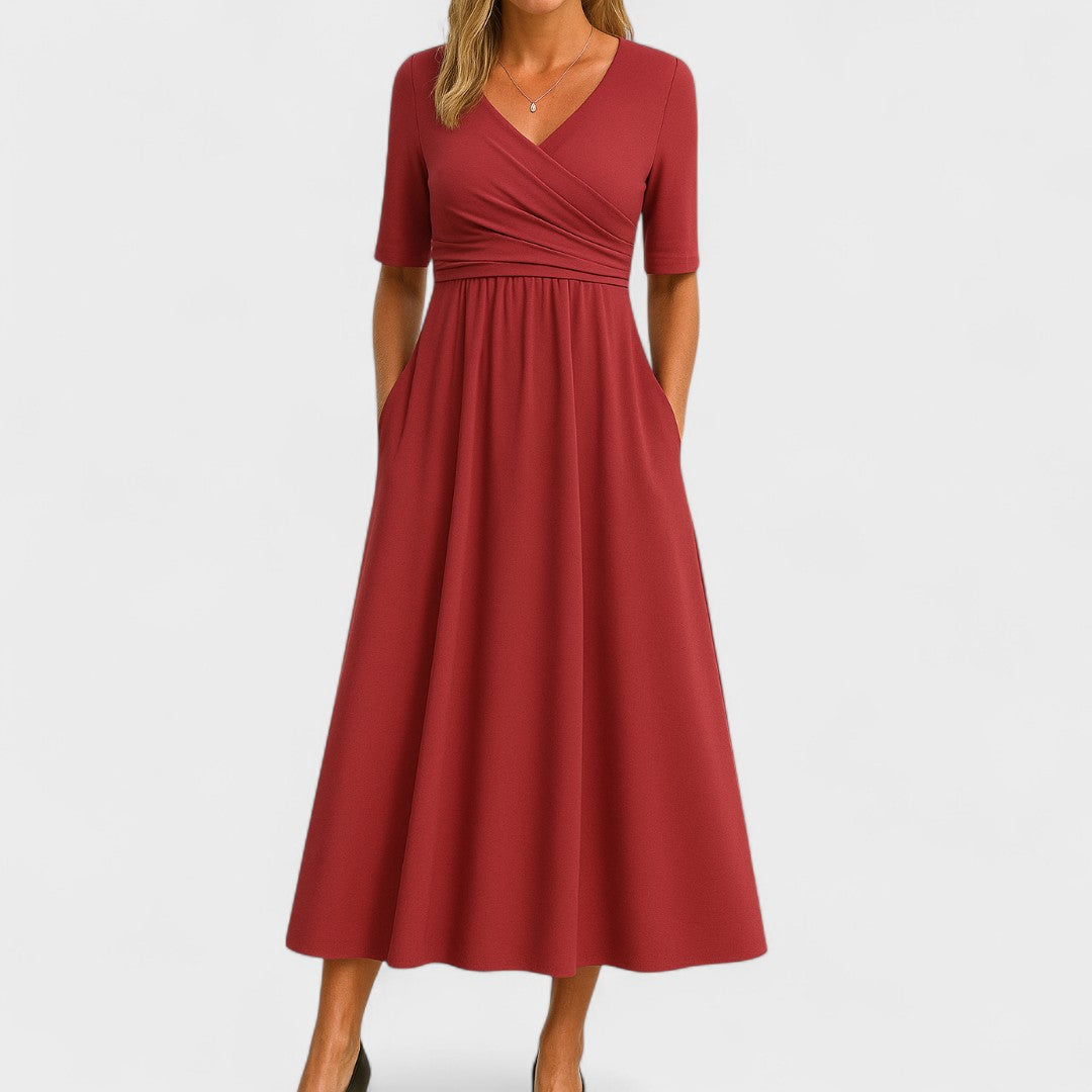 Wanda | Wrap A-Line Wedding Guest Midi Dress