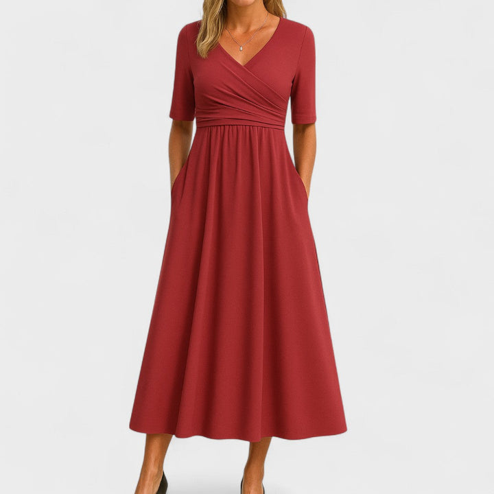 Wanda | Wrap A-Line Wedding Guest Midi Dress