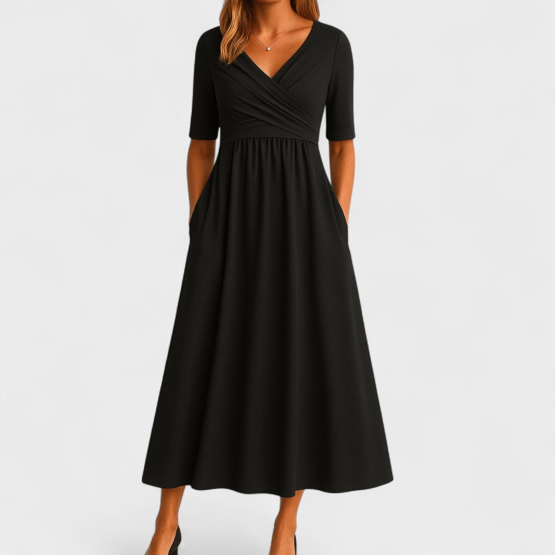 Wanda | Wrap A-Line Wedding Guest Midi Dress