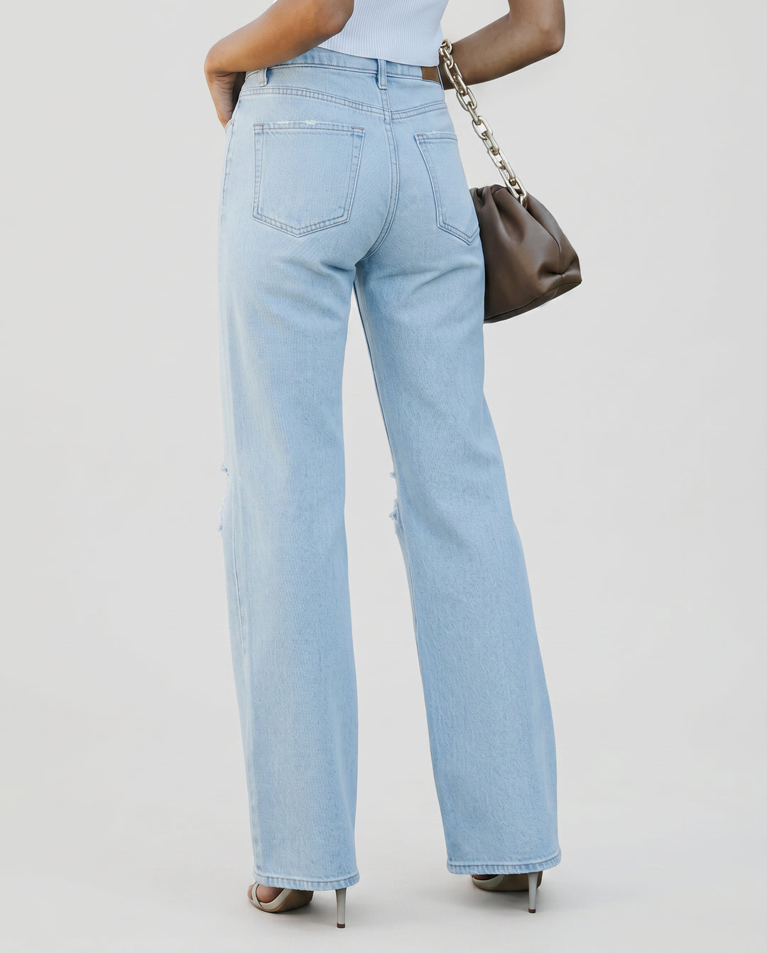 Wenonah | Women's High-Waist Wide-Leg Jeans with Distressed Knees — 2