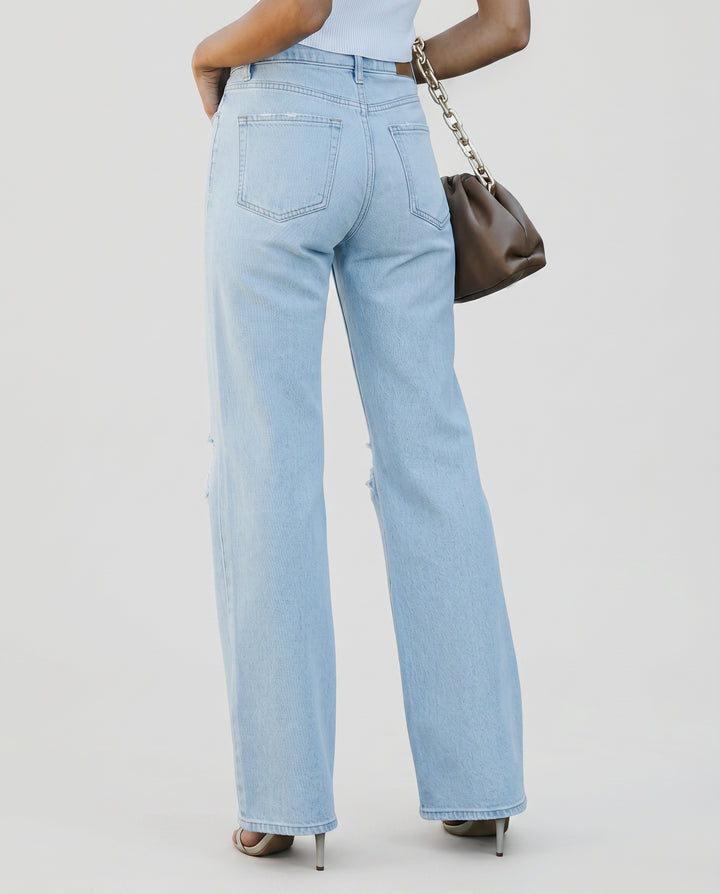 Wenonah | Women's High-Waist Wide-Leg Jeans with Distressed Knees — 2