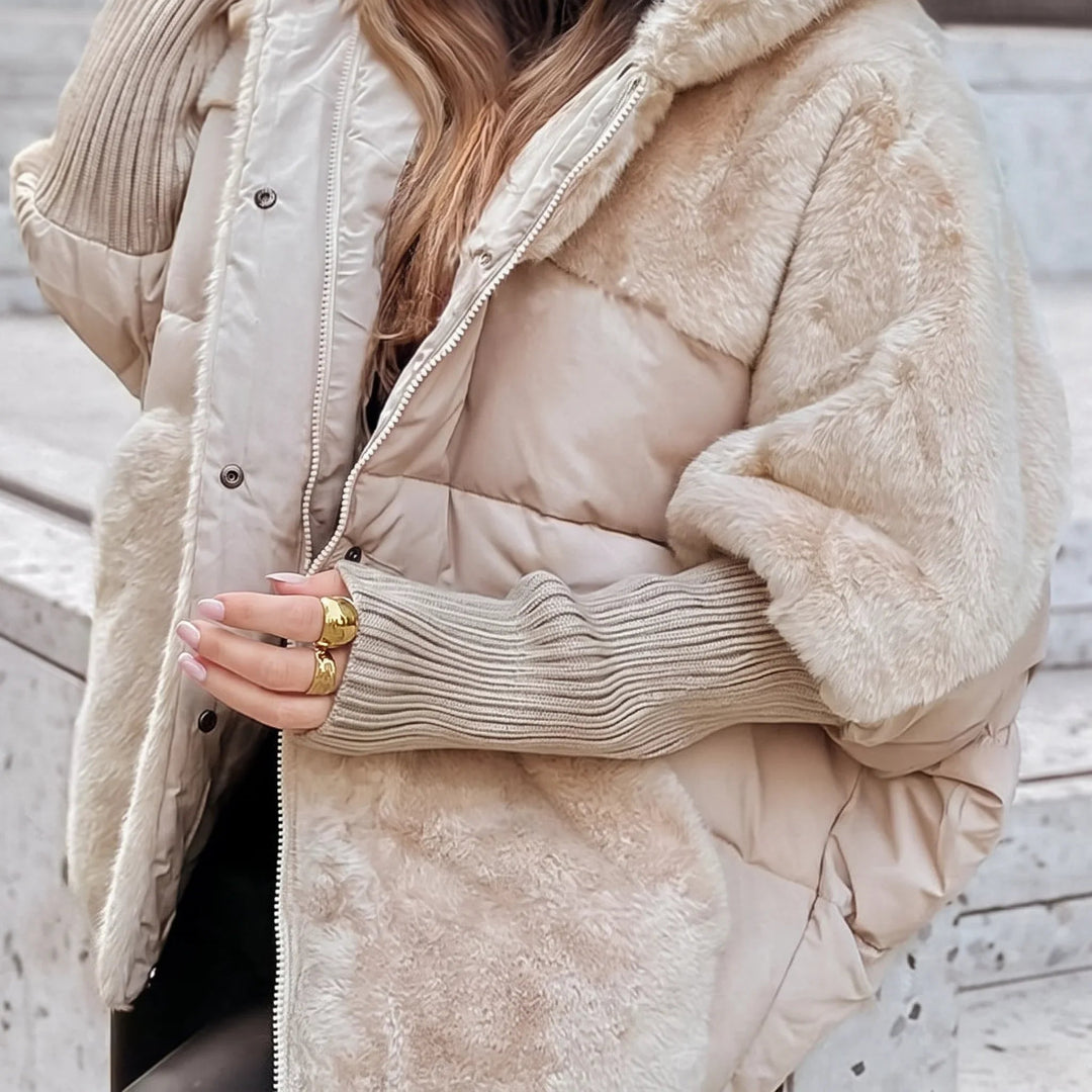 Wildabelle | Faux Fur Quilted Hooded Puffer Coat