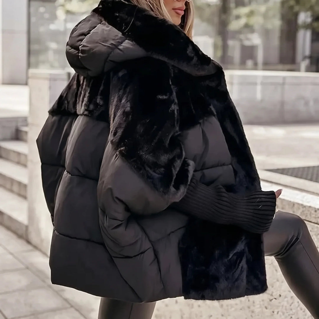 Wildabelle | Faux Fur Quilted Hooded Puffer Coat