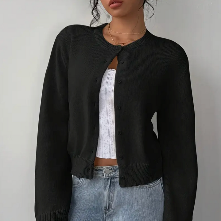 Wynanthe | Women's Knit Cropped Button Front Cardigan