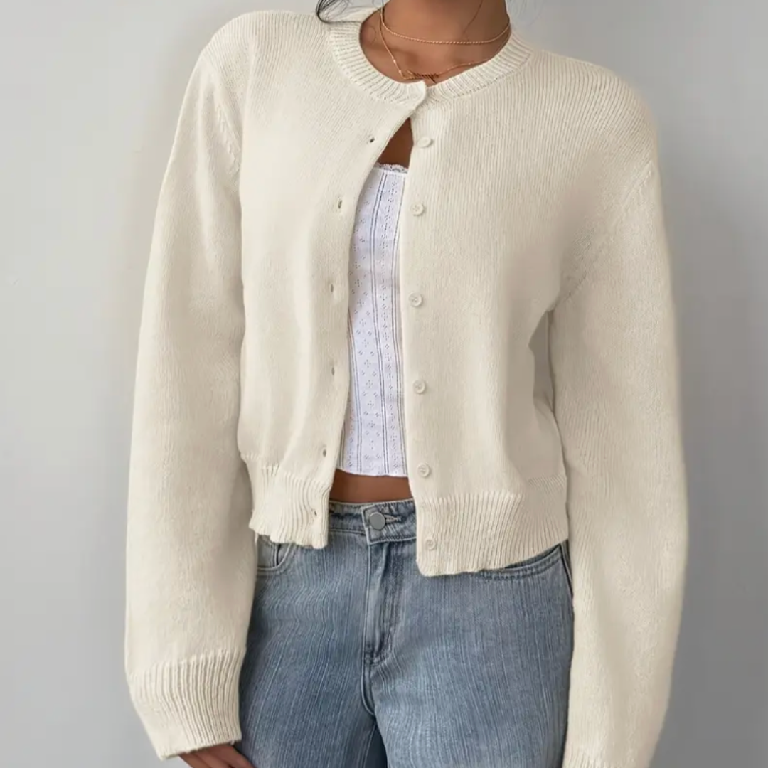 Wynanthe | Women's Knit Cropped Button Front Cardigan