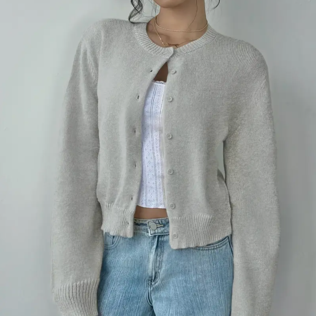 Wynanthe | Women's Knit Cropped Button Front Cardigan