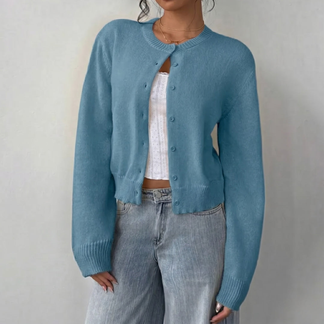 Wynanthe | Women's Knit Cropped Button Front Cardigan