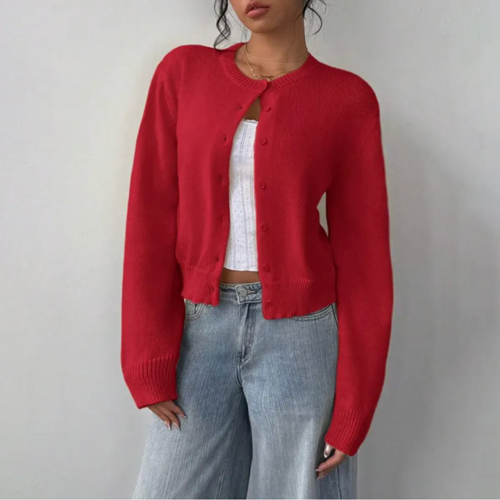 Wynanthe | Women's Knit Cropped Button Front Cardigan
