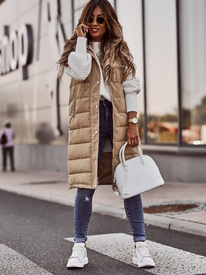 Wynnlyn | Long Hooded Quilted Puffer Gilet