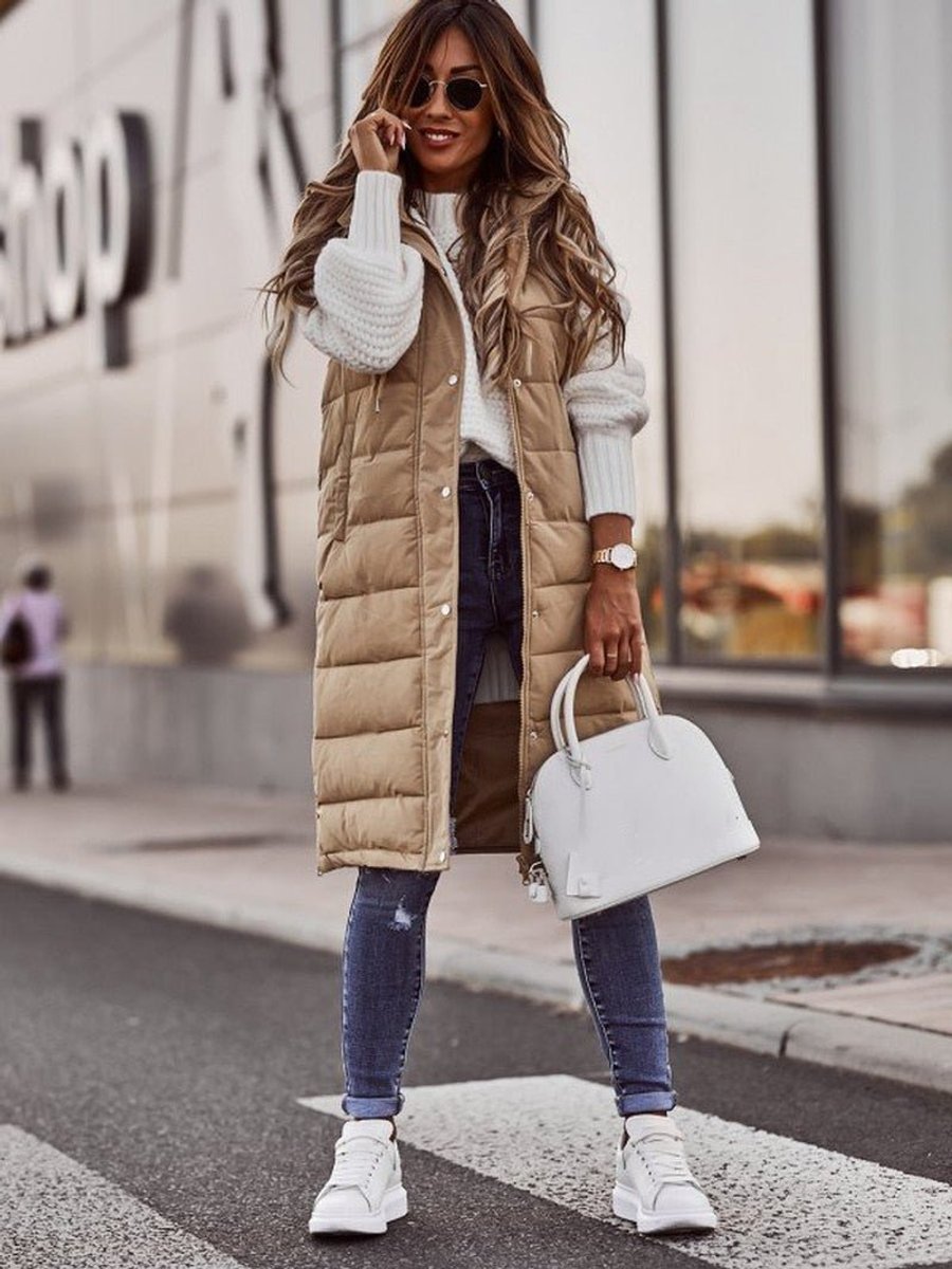 Wynnlyn | Long Hooded Quilted Puffer Gilet