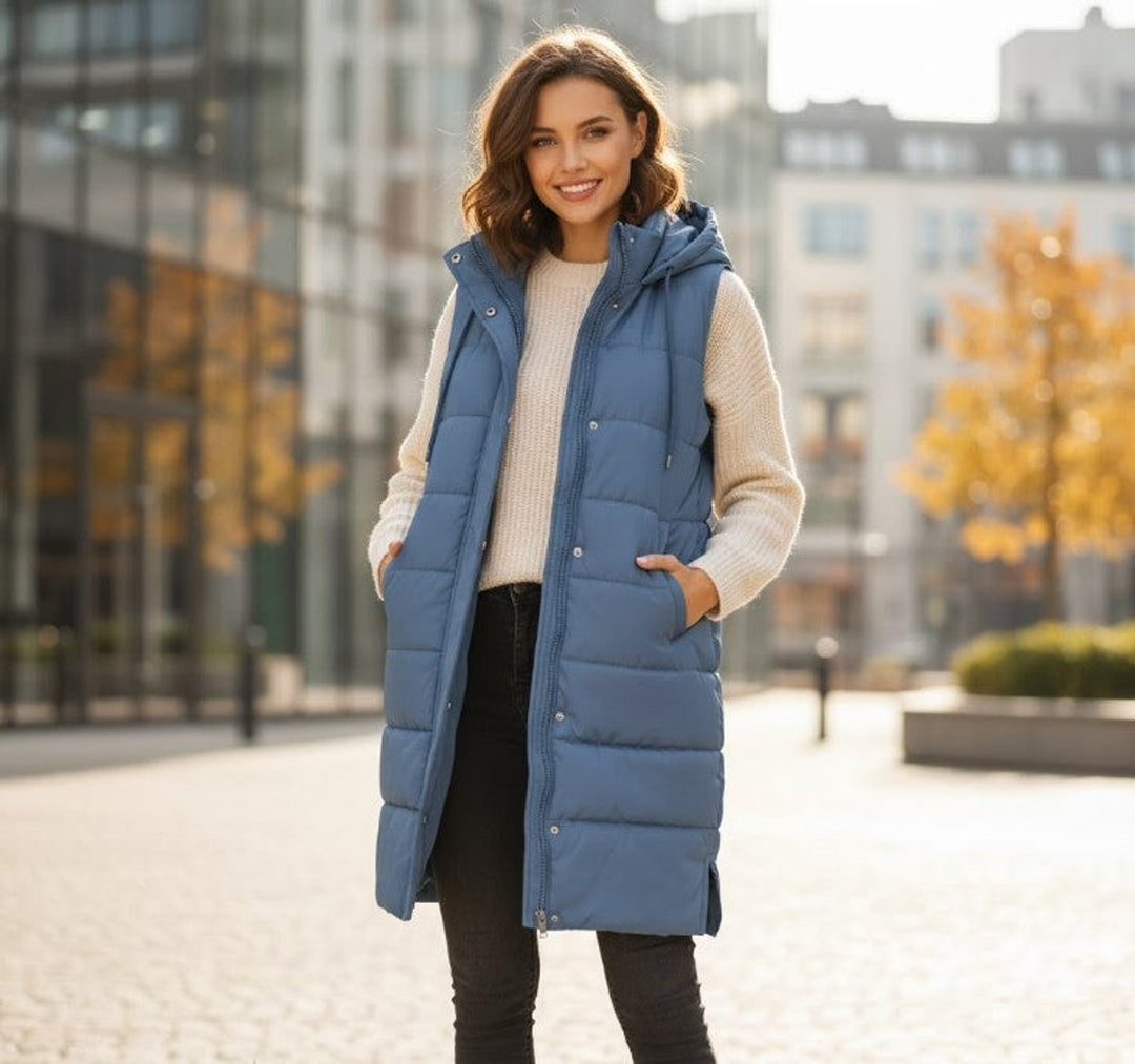 Wynnlyn | Long Hooded Quilted Puffer Gilet