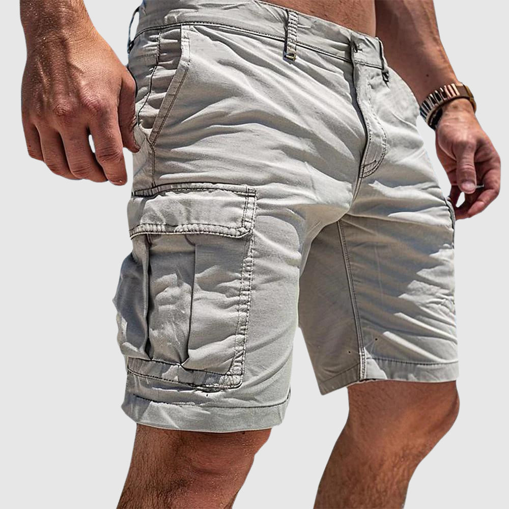 Xenia | Women's Denim High-Waist Outdoor Cargo Shorts with Utility Pockets — 2