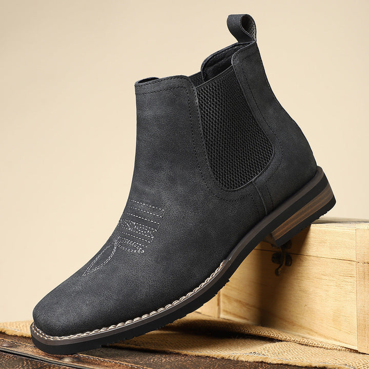Yannick | Men's Western Style Knee-High Elegant Chelsea Boots for Men — Black