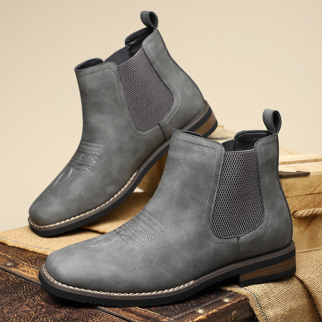 Yannick | Men's Western Style Knee-High Elegant Chelsea Boots for Men — Gray