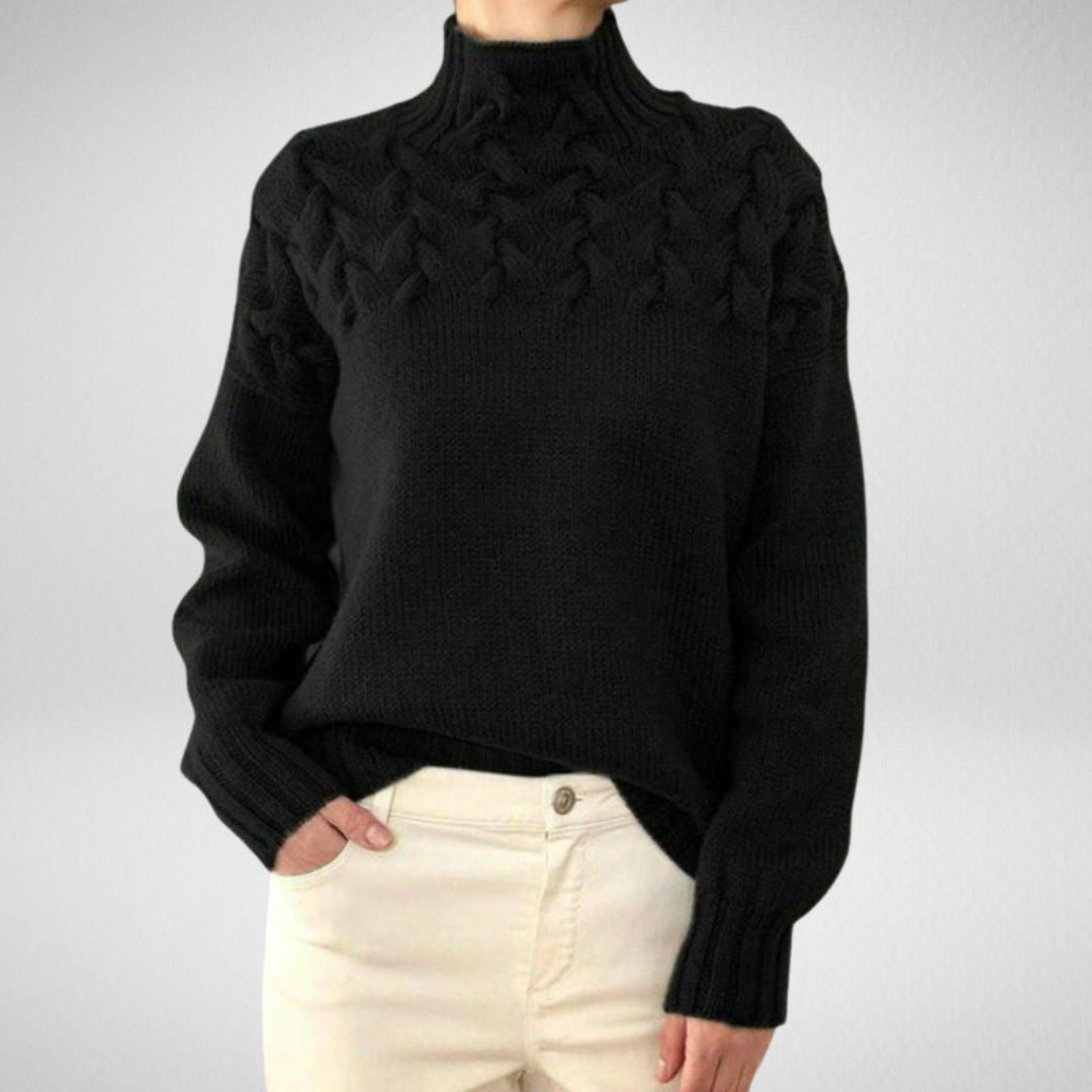 Yaraina | Women's Turtleneck Sweater Cable Knit Layering