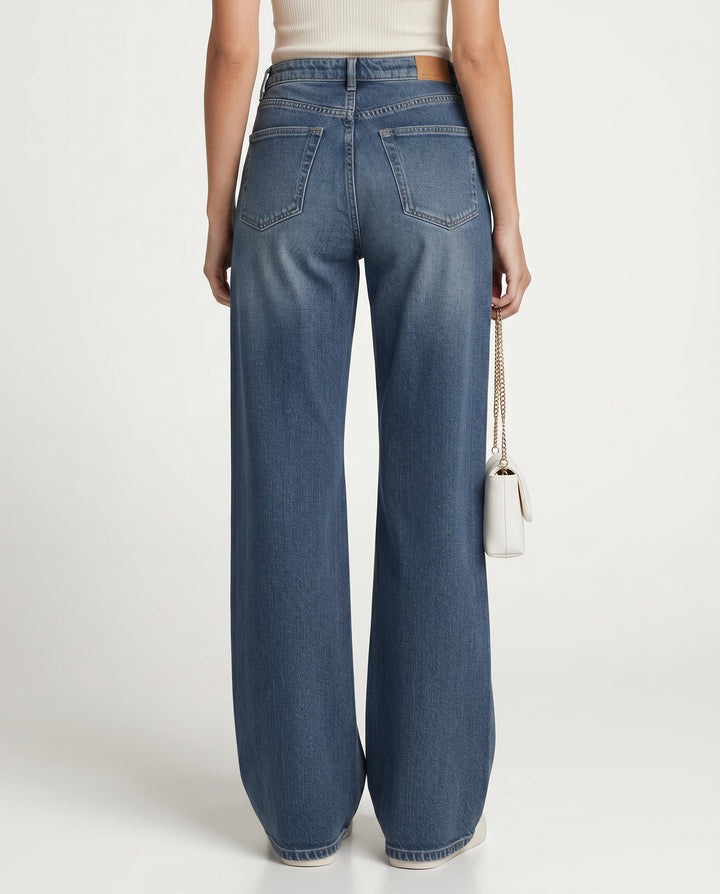 Yolanda | Women's High-Waist Wide-Leg Jeans with Fleece Lining — 2