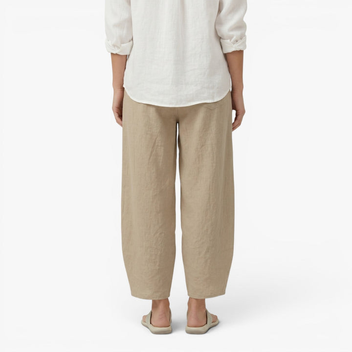 Zara | Women's Wide-Leg Relaxed Wide Leg Linen Wrap Hem Trousers Pants — 3