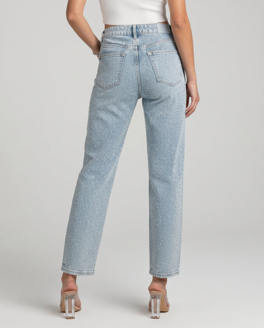 Zenobia | Women's Wide-Leg High-Waist Jeans with Shimmer Finish — 2